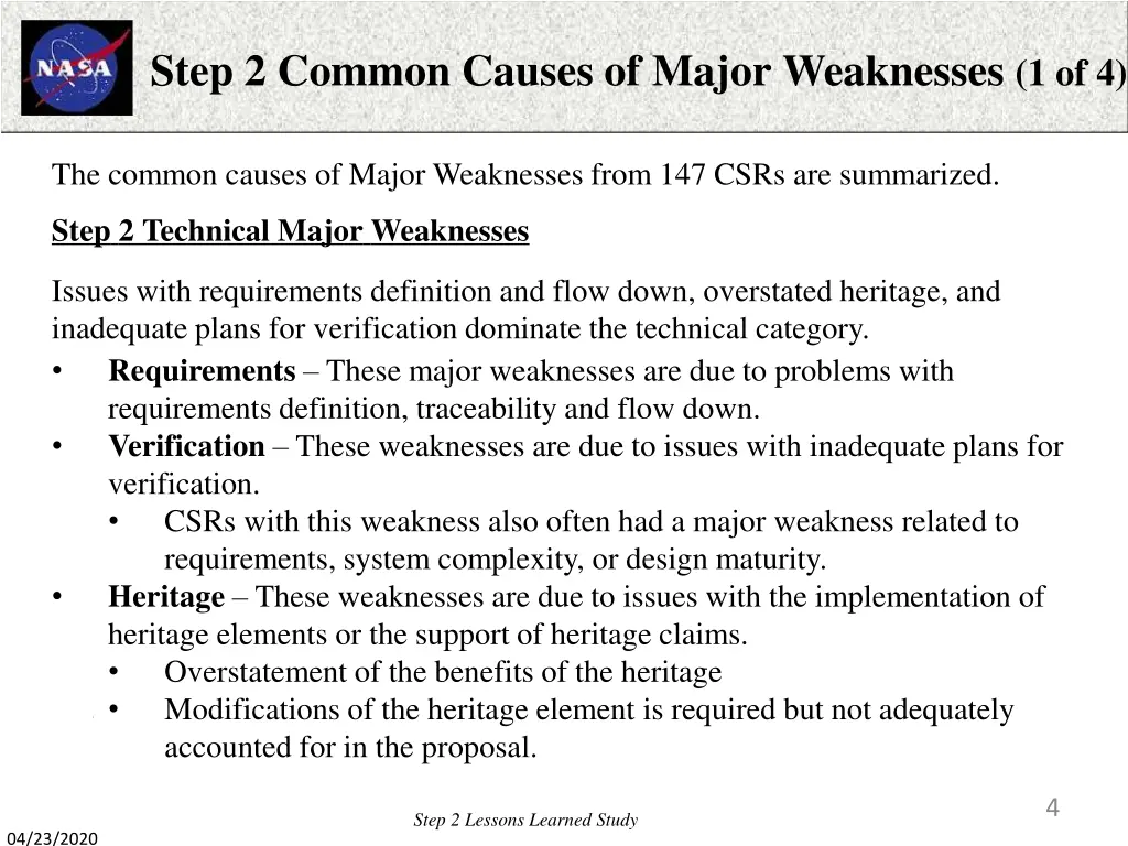 step 2 common causes of major weaknesses 1 of 4