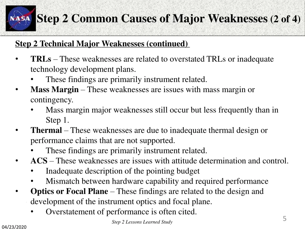 step 2 common causes of major weaknesses 2 of 4