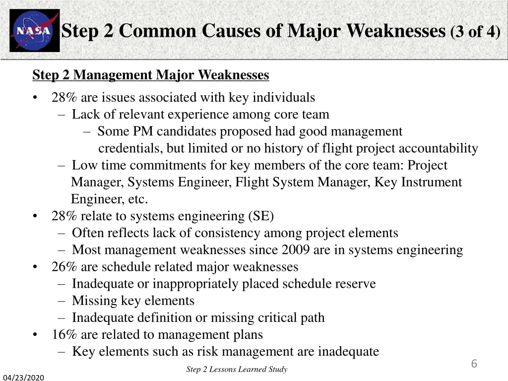 step 2 common causes of major weaknesses 3 of 4