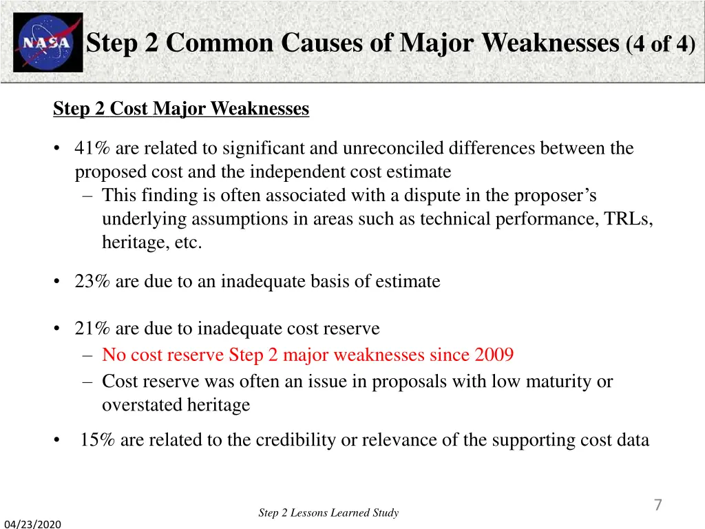 step 2 common causes of major weaknesses 4 of 4