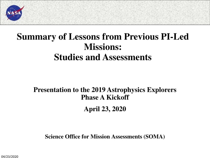 summary of lessons from previous pi led missions