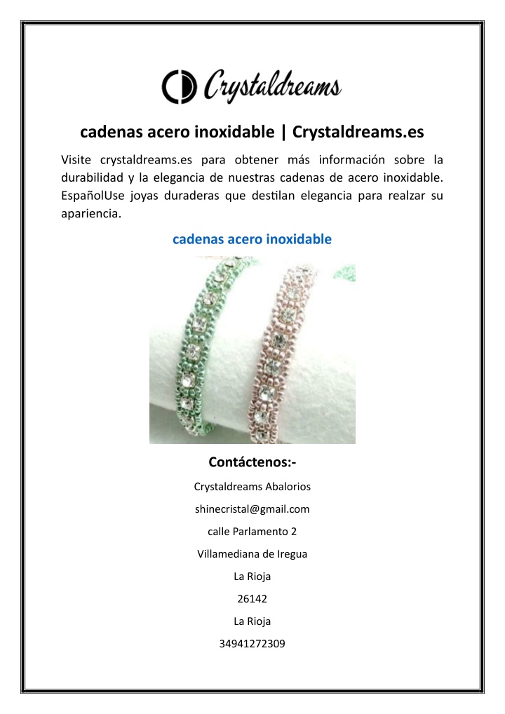 cadenas acero inoxidable crystaldreams es