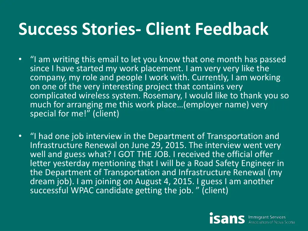 success stories client feedback