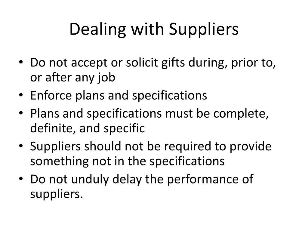 dealing with suppliers