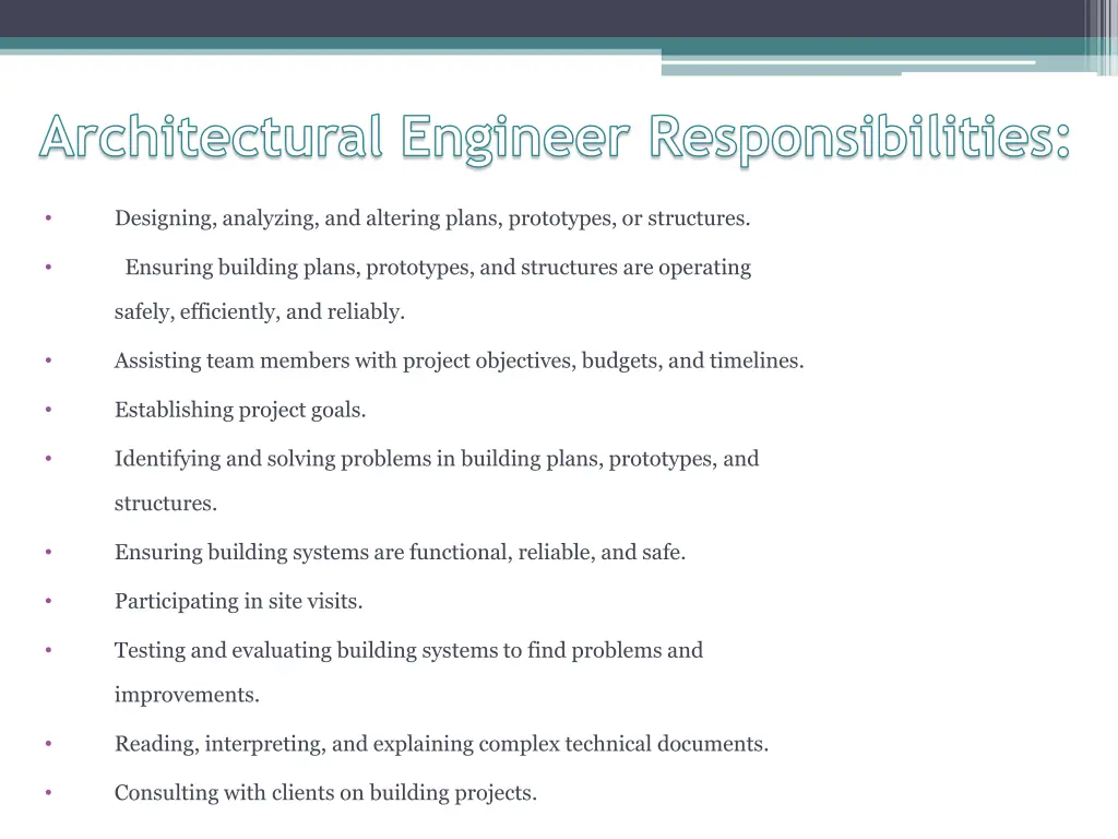 architectural engineer responsibilities