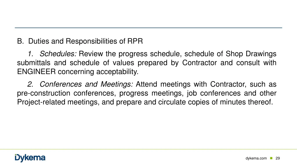 b duties and responsibilities of rpr