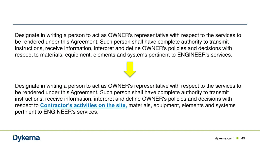 designate in writing a person to act as owner