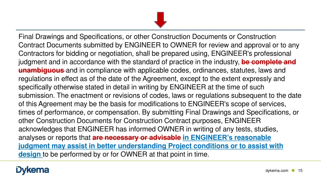 final drawings and specifications or other 1