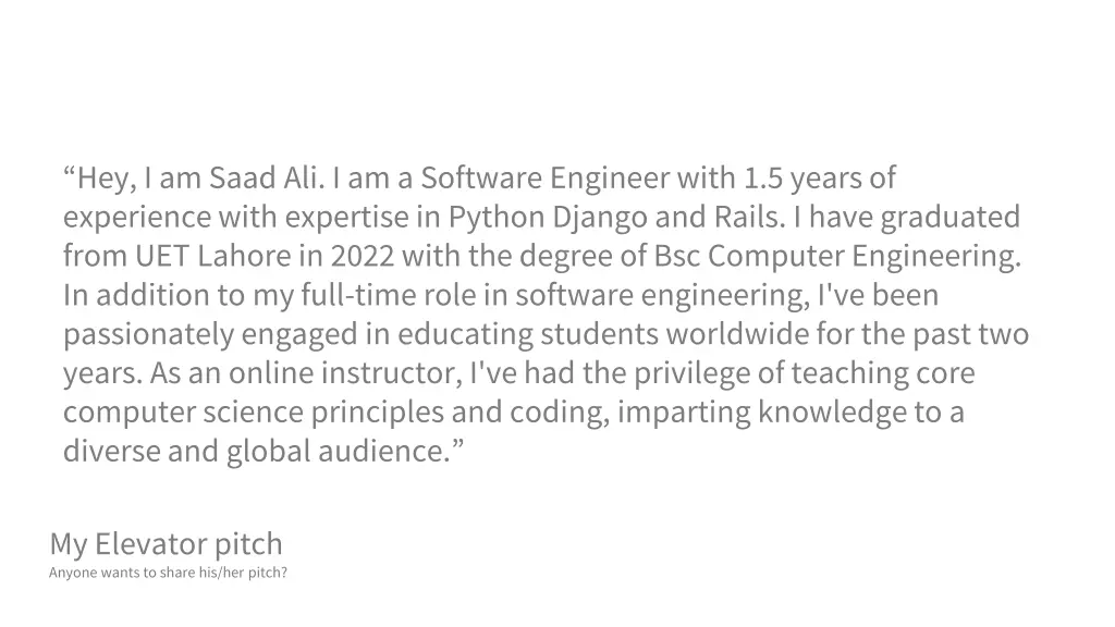 hey i am saad ali i am a software engineer with