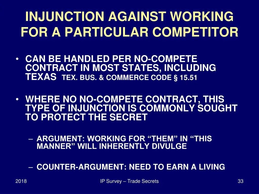 injunction against working for a particular