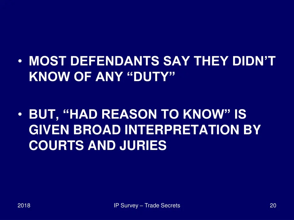 most defendants say they didn t know of any duty