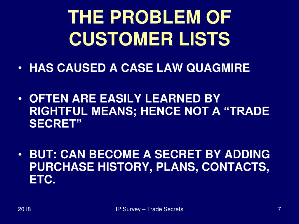 the problem of customer lists