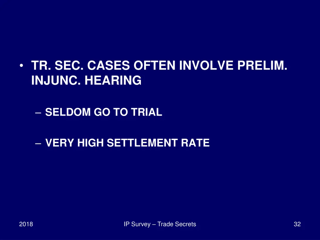 tr sec cases often involve prelim injunc hearing