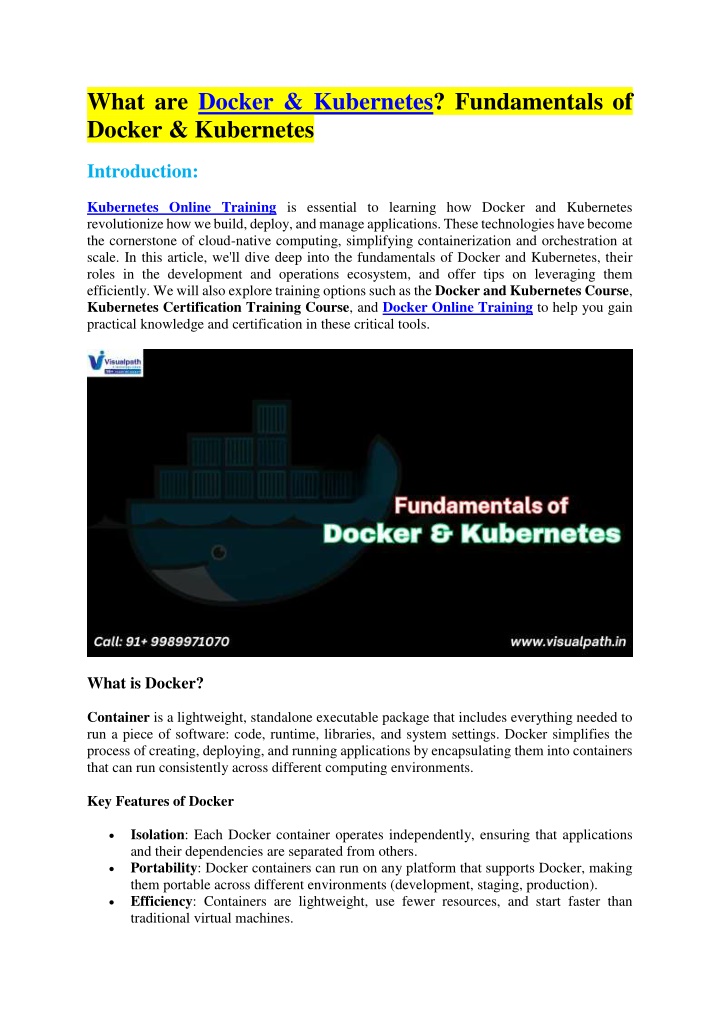 what are docker kubernetes fundamentals of docker