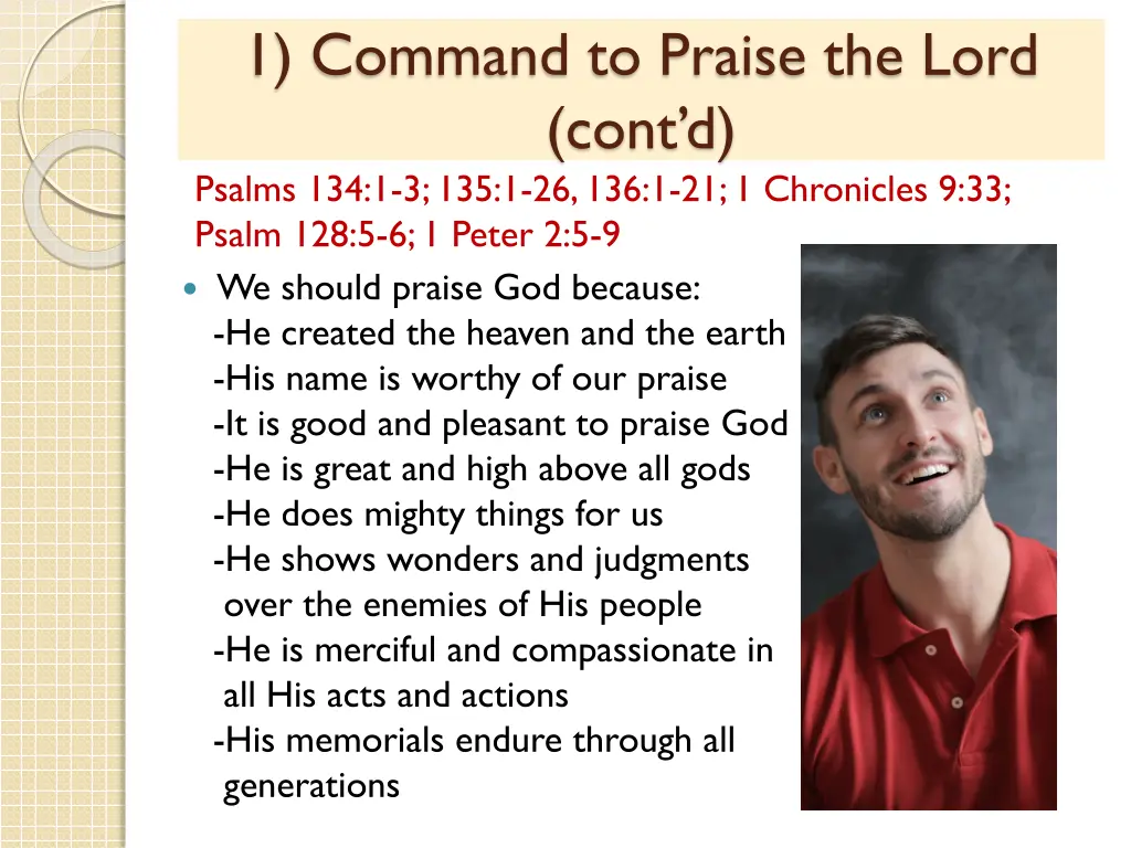 1 command to praise the lord cont d psalms