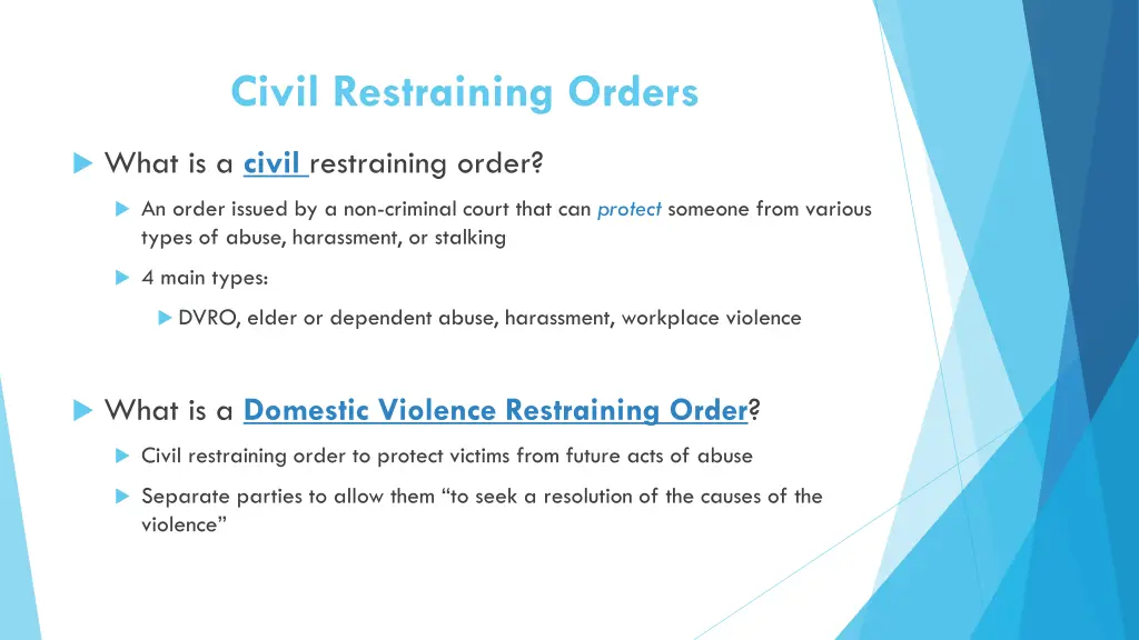 civil restraining orders