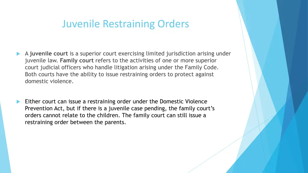 juvenile restraining orders