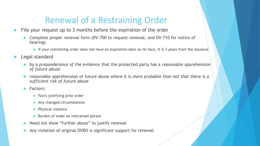 renewal of a restraining order file your request