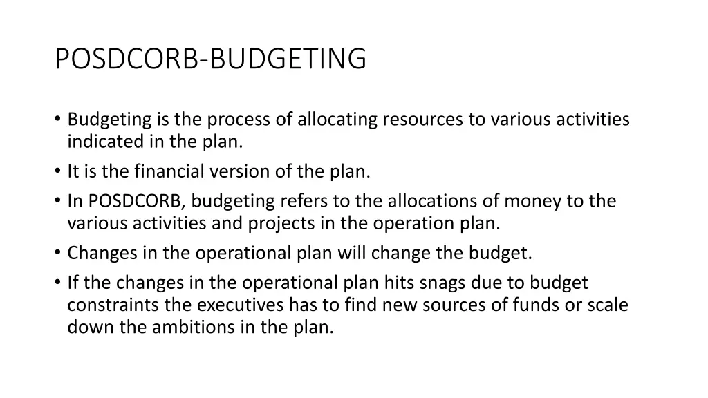 posdcorb budgeting 1