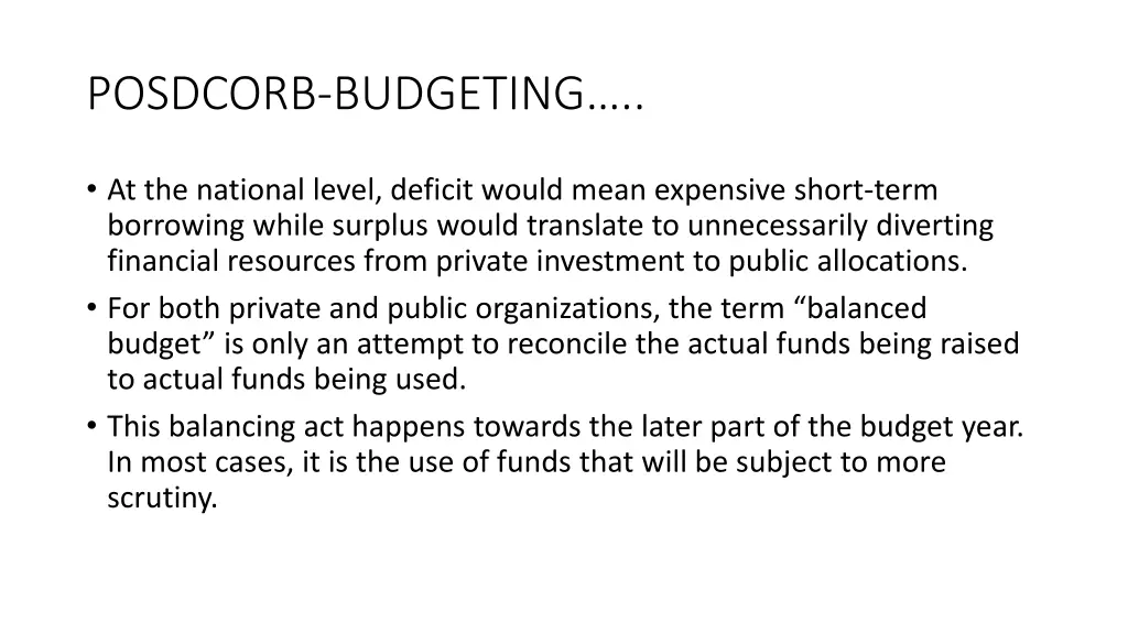 posdcorb budgeting 12