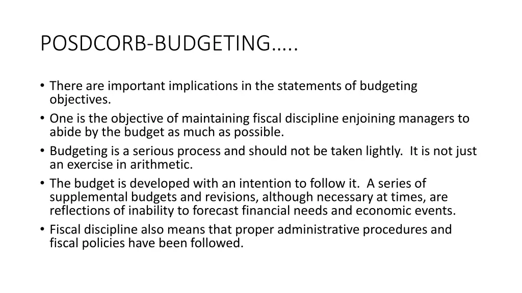 posdcorb budgeting 13