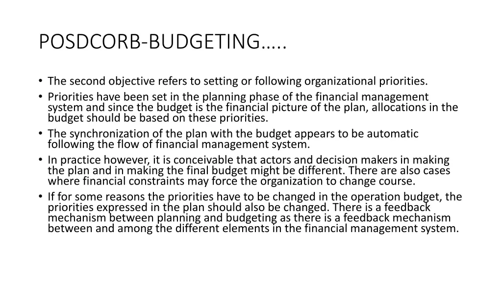 posdcorb budgeting 14