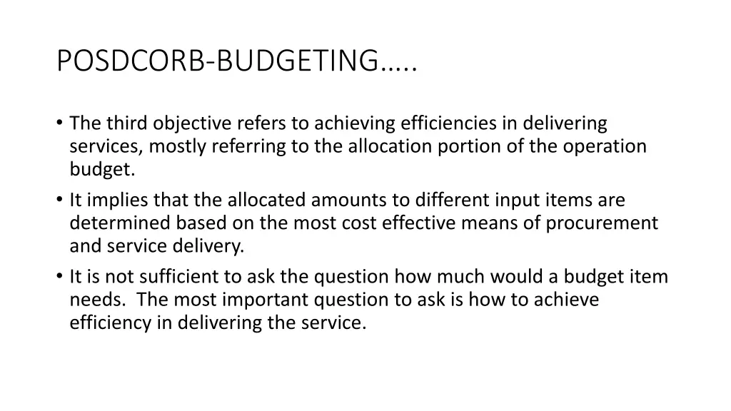 posdcorb budgeting 15