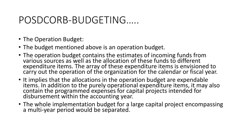 posdcorb budgeting 16