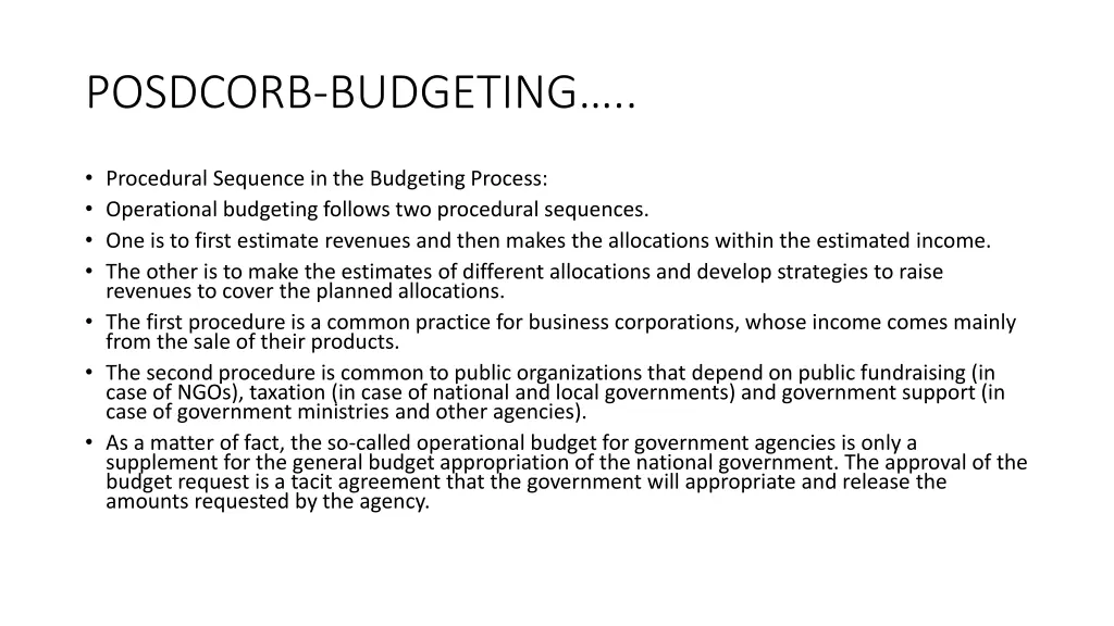 posdcorb budgeting 17