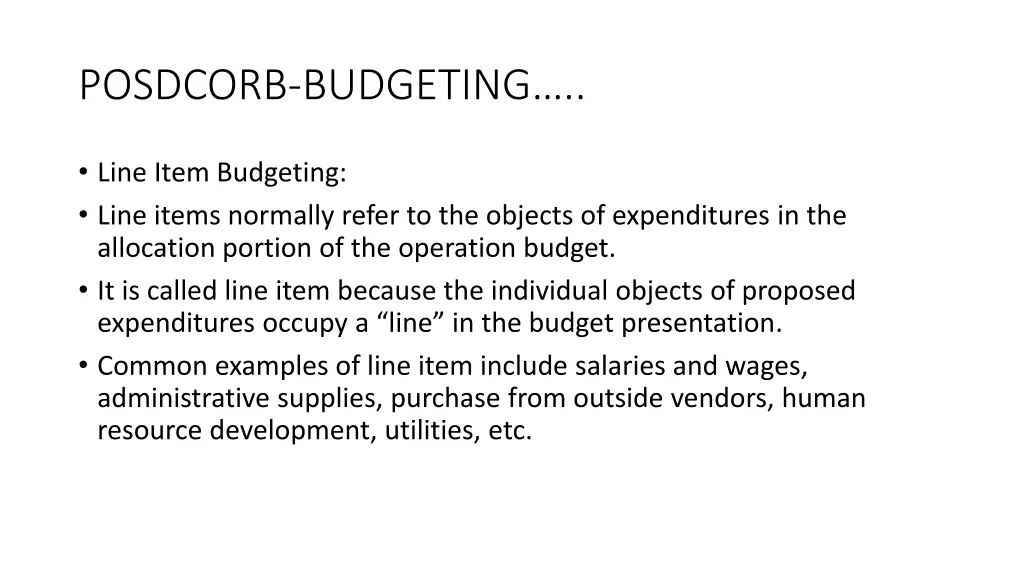 posdcorb budgeting 19