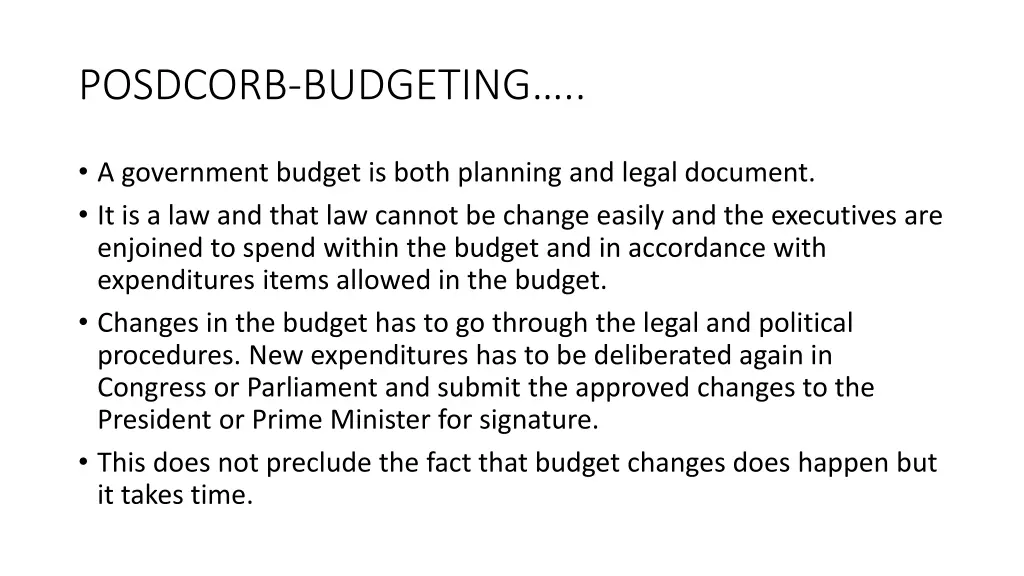 posdcorb budgeting 2