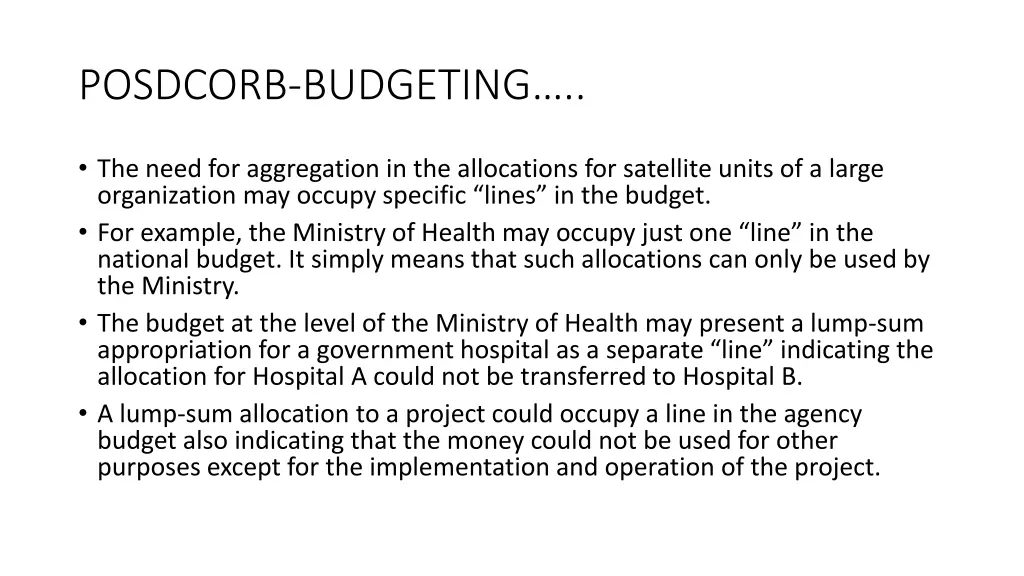 posdcorb budgeting 21