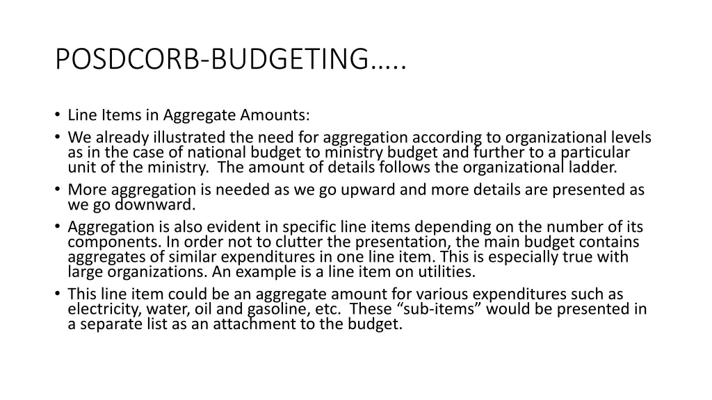 posdcorb budgeting 22