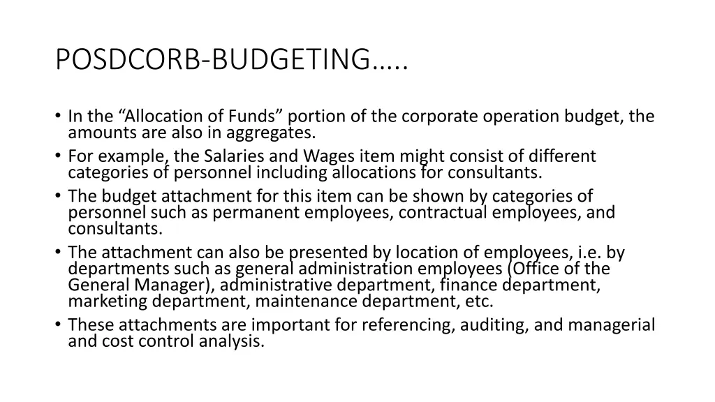 posdcorb budgeting 24