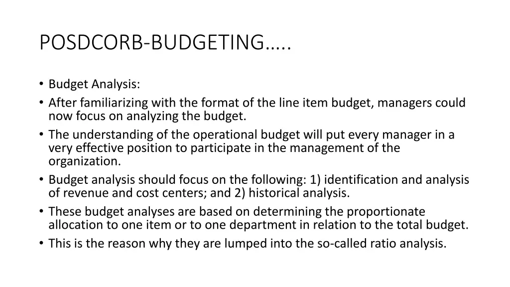 posdcorb budgeting 25