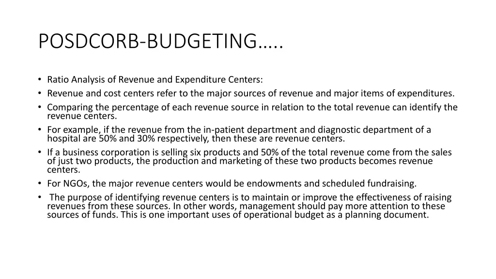 posdcorb budgeting 26