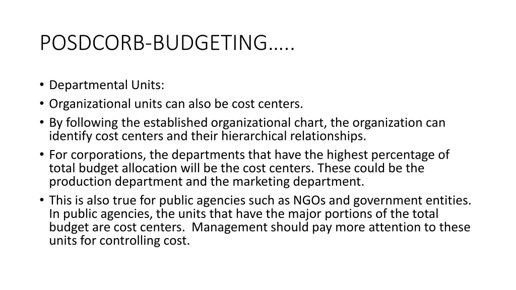 posdcorb budgeting 28