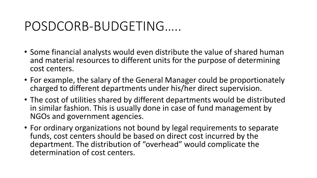 posdcorb budgeting 29