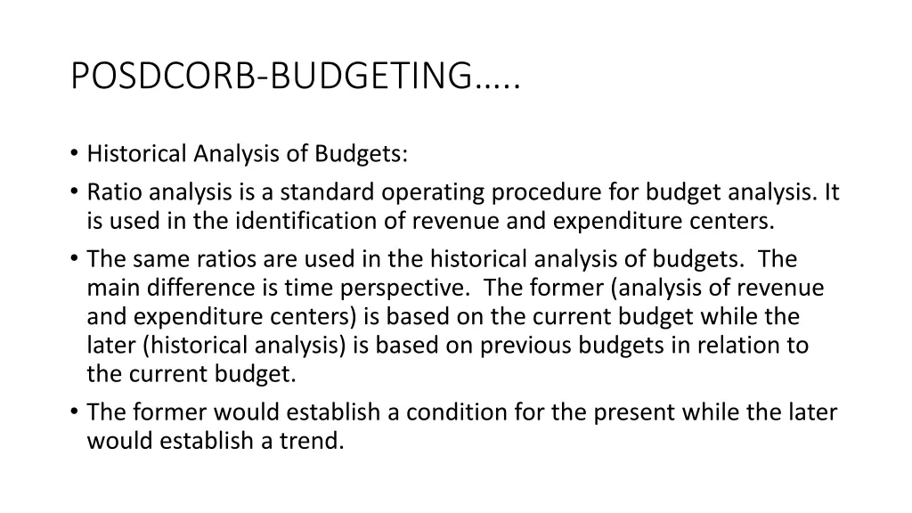 posdcorb budgeting 30