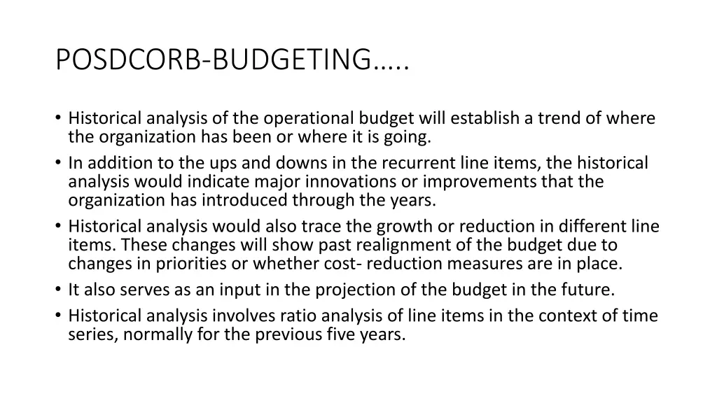 posdcorb budgeting 31