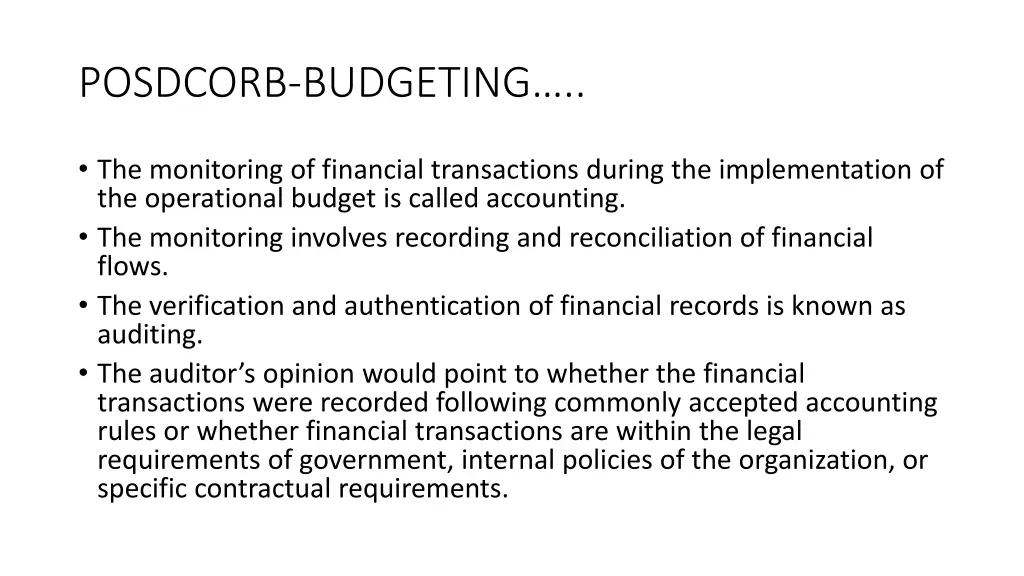 posdcorb budgeting 33