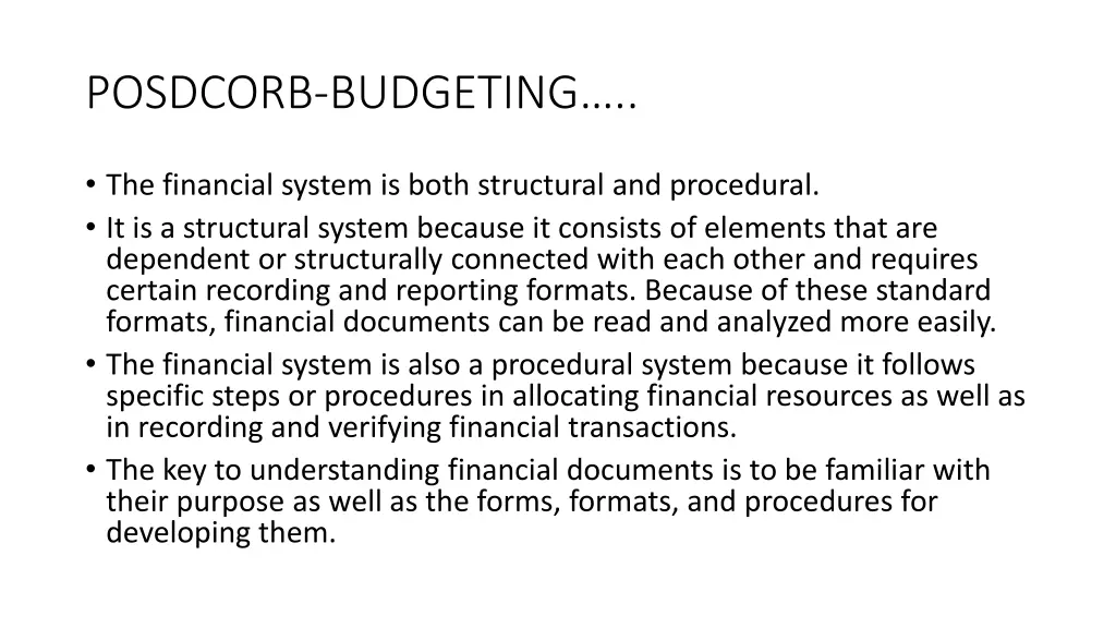 posdcorb budgeting 35