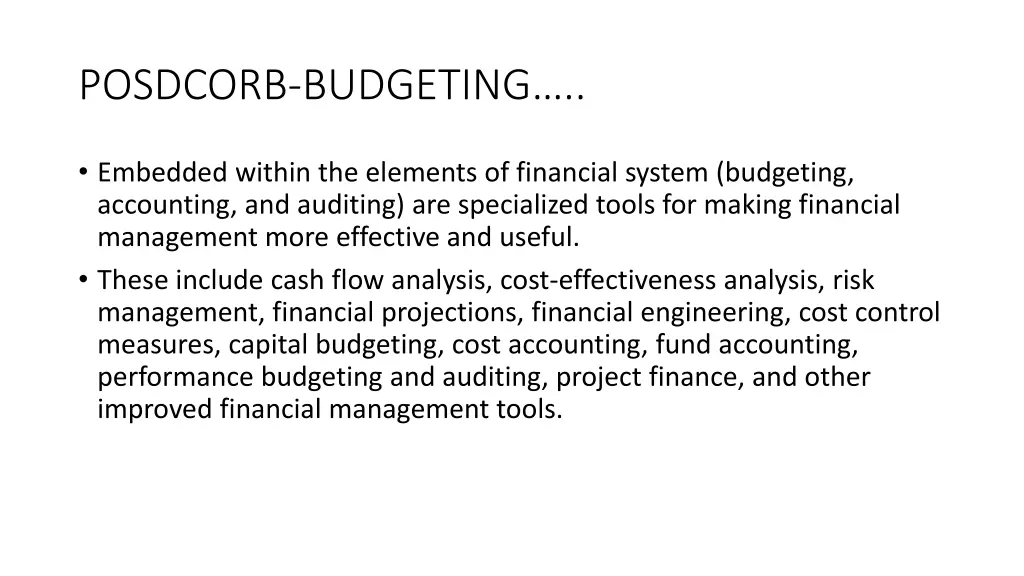 posdcorb budgeting 36