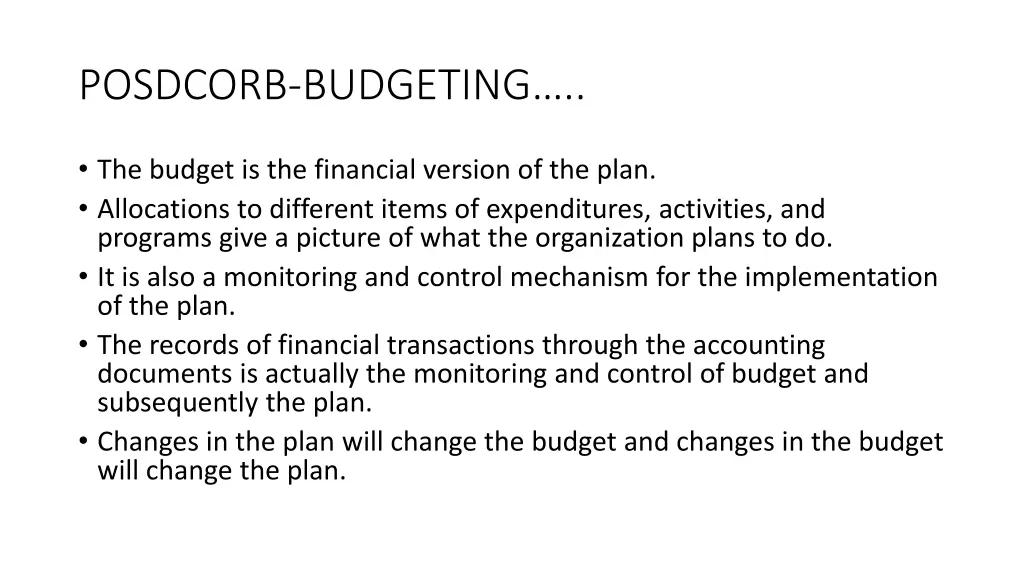 posdcorb budgeting 5