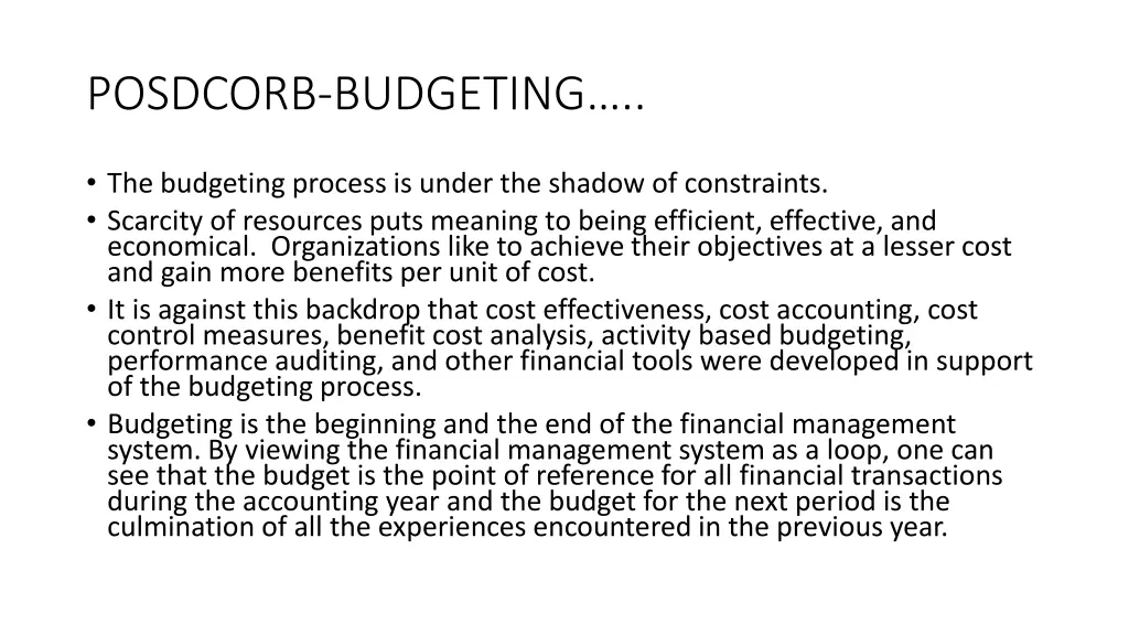 posdcorb budgeting 6