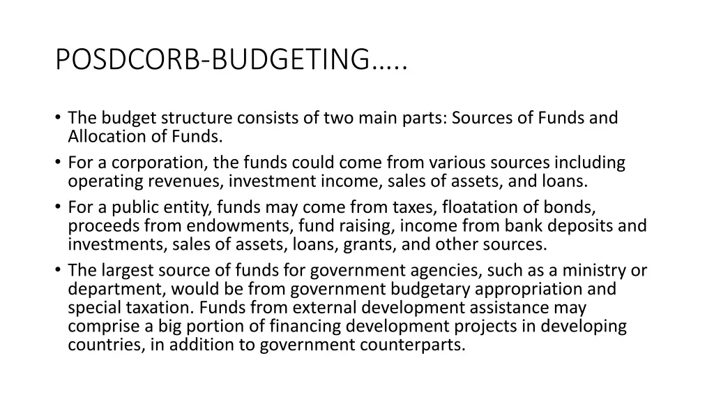 posdcorb budgeting 7