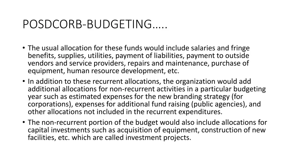 posdcorb budgeting 8