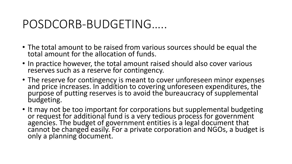 posdcorb budgeting 9