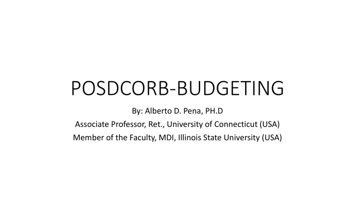 posdcorb budgeting