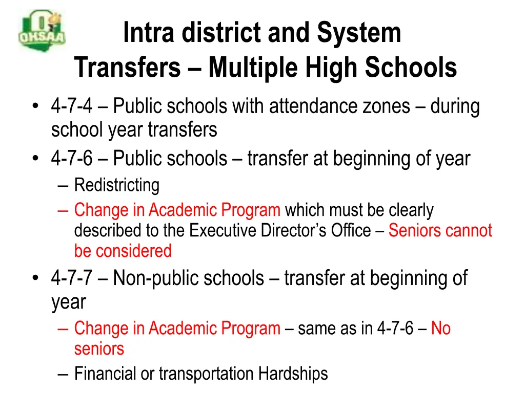 intra district and system transfers multiple high